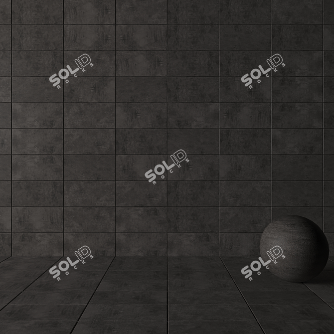  ARES BLACK: Concrete Wall Tiles Set 2 3D model image 3
