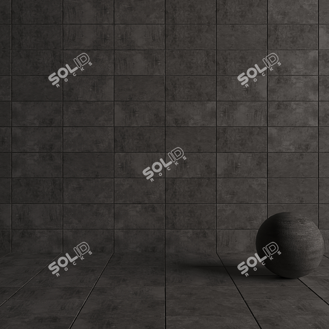  ARES BLACK: Concrete Wall Tiles Set 2 3D model image 4