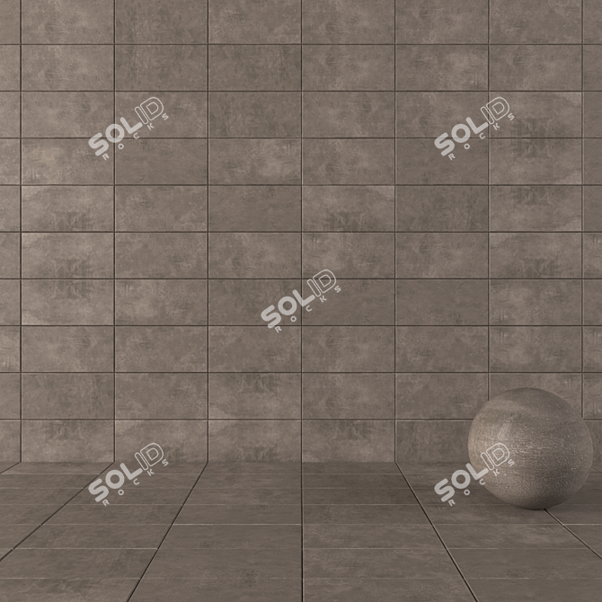 Ares Brown Concrete Wall Tiles Set 3D model image 1
