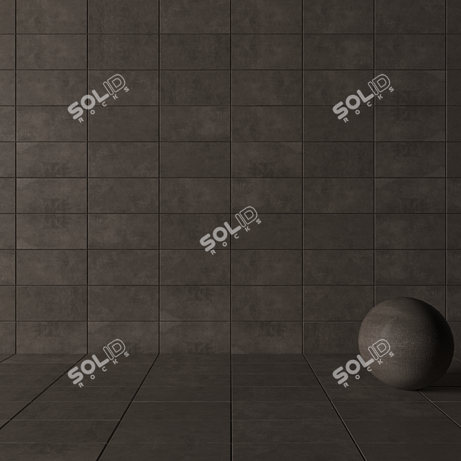 Ares Brown Concrete Wall Tiles Set 3D model image 3