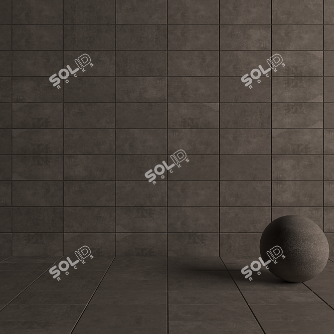 Ares Brown Concrete Wall Tiles Set 3D model image 4