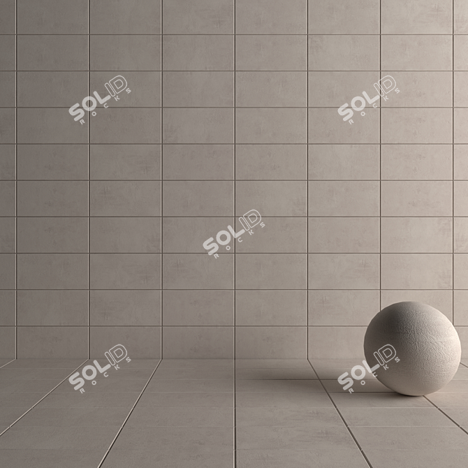 ARES Ivory Concrete Wall Tiles Set 3D model image 4