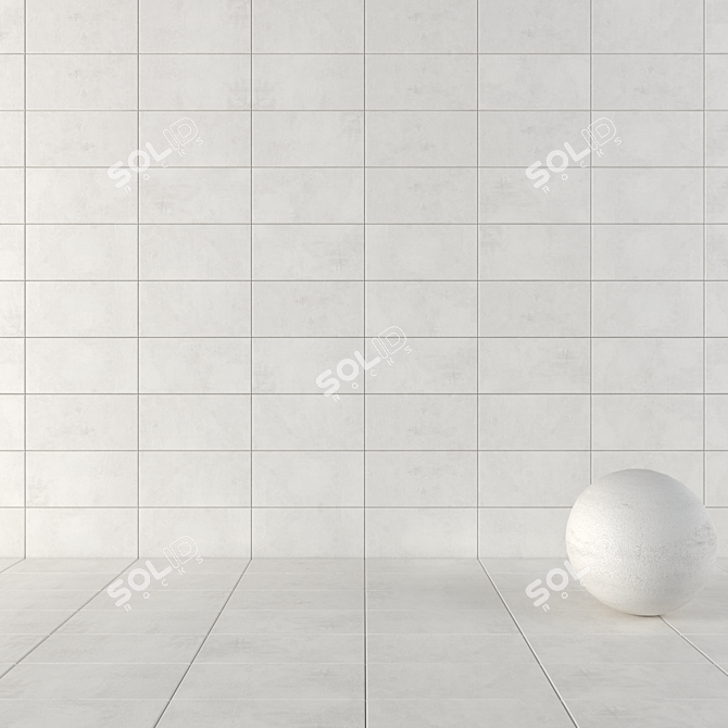 Ares White Concrete Wall Tiles 3D model image 1