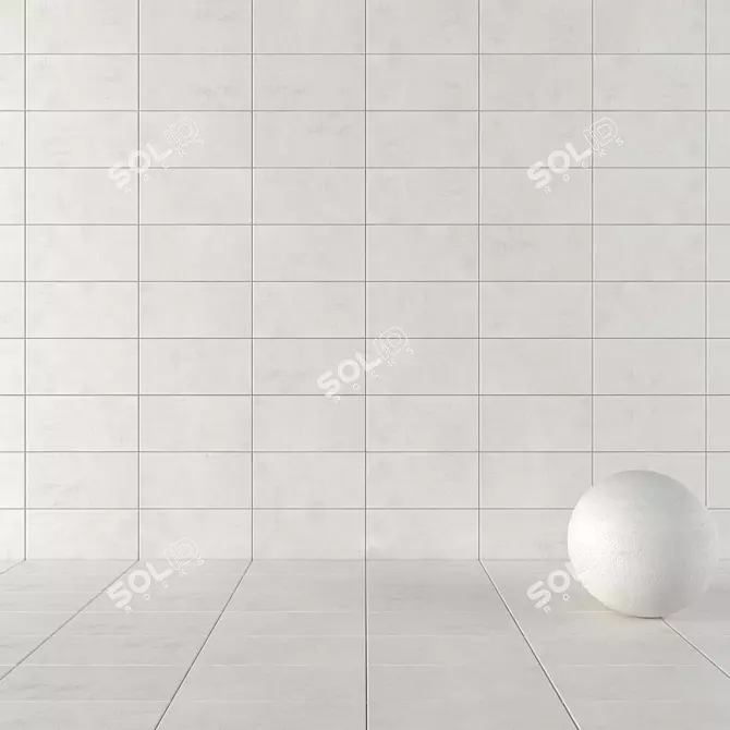 Ares White Concrete Wall Tiles Set 3D model image 1