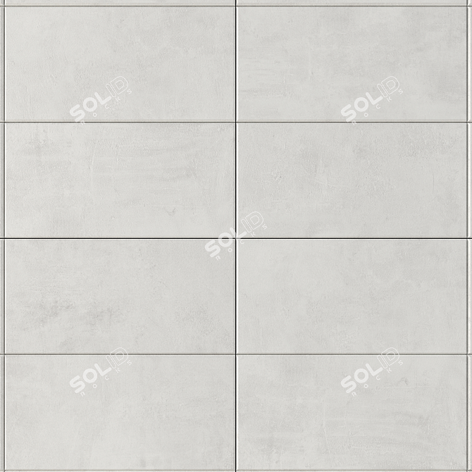 Ares White Concrete Wall Tiles Set 3D model image 2