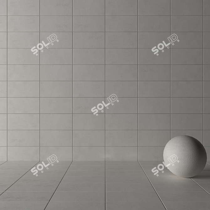 Ares White Concrete Wall Tiles Set 3D model image 3