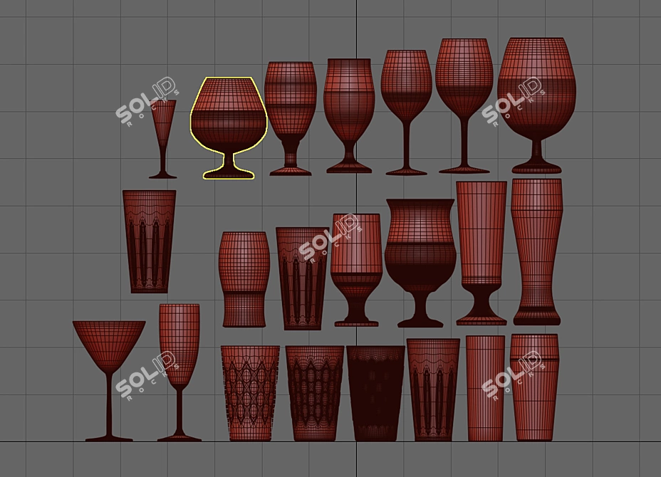 Sleek Glassware Collection 3D model image 2