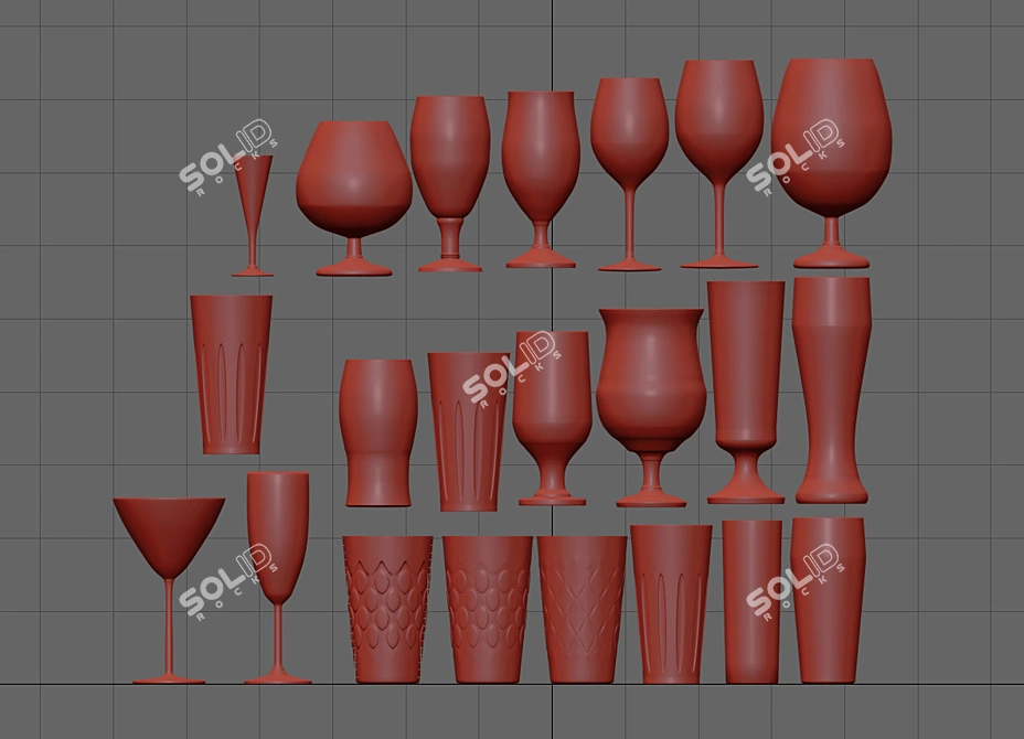 Sleek Glassware Collection 3D model image 3