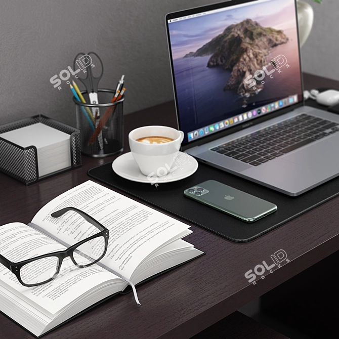 Modern Workplace MacBook 4 3D model image 4