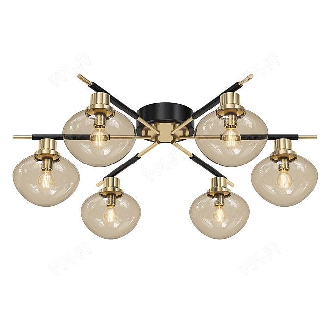 Vintage Horn Chandelier 3D model image 1