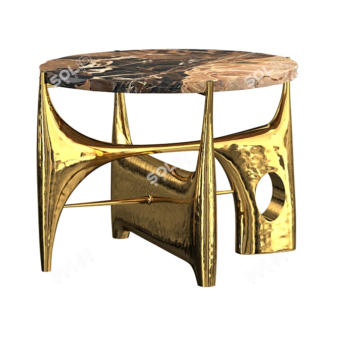 Hiquily Coffee Table: Elegant Bronze and Marble 3D model image 1