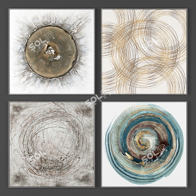 4-Piece Frame Collection: Various Sizes & Textures 3D model image 1