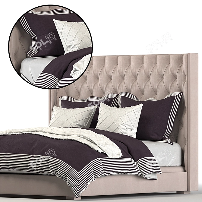 Zadie Tufted Bed: Elegant and Luxurious RH Teen Piece 3D model image 2