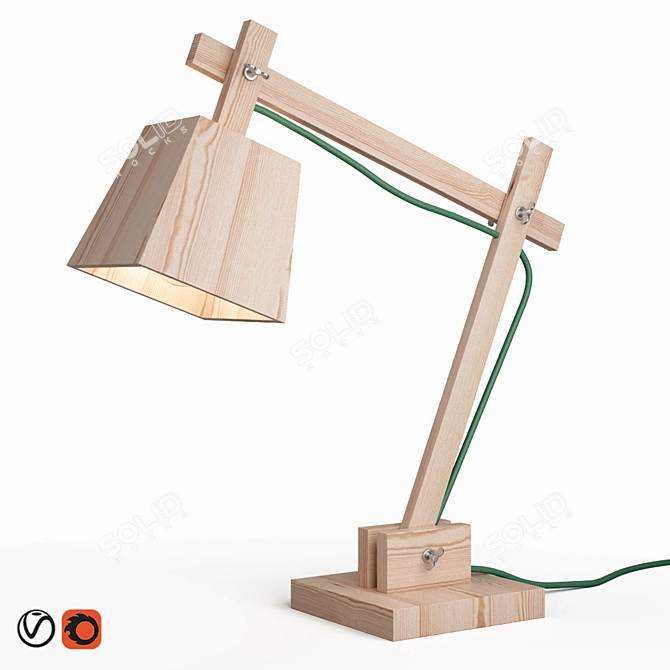 Modern Muuto Wood Lamp, 50 cm 3D model image 1