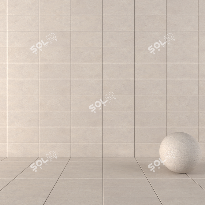 Basalt Beige Concrete Wall Tiles Set 3D model image 1