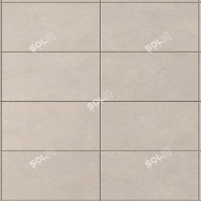 Basalt Beige Concrete Wall Tiles Set 3D model image 2