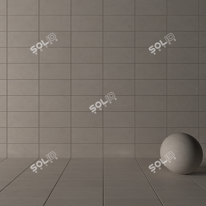 Basalt Beige Concrete Wall Tiles Set 3D model image 3