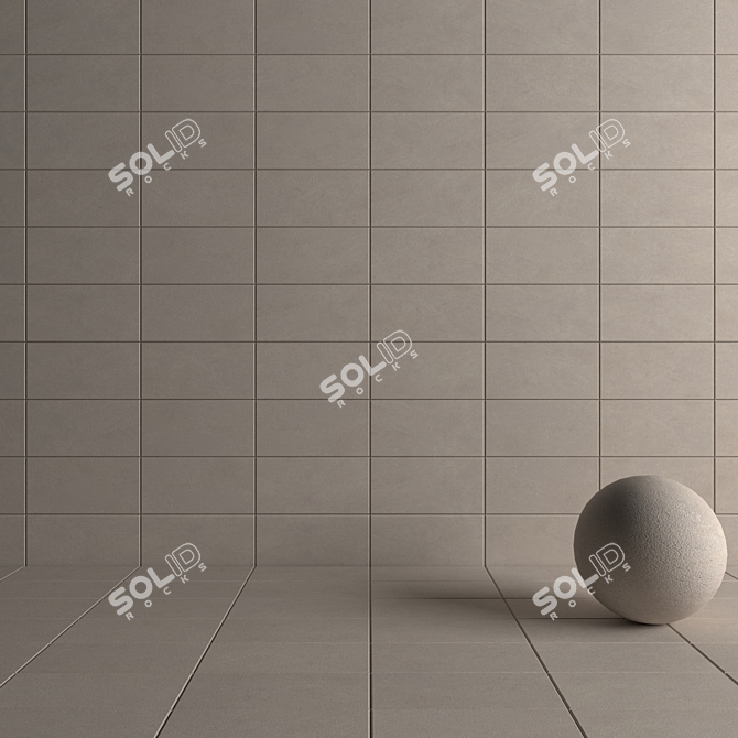 Basalt Beige Concrete Wall Tiles Set 3D model image 4