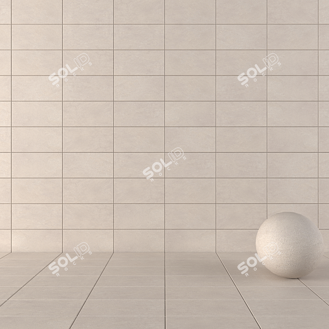 Basalt Beige Concrete Wall Tiles Set 3D model image 1