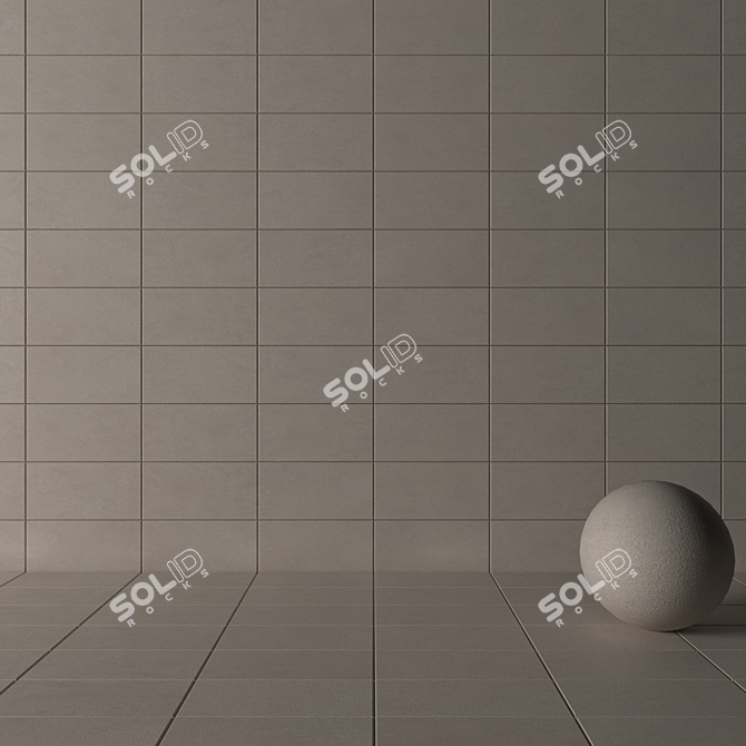 Basalt Beige Concrete Wall Tiles Set 3D model image 3