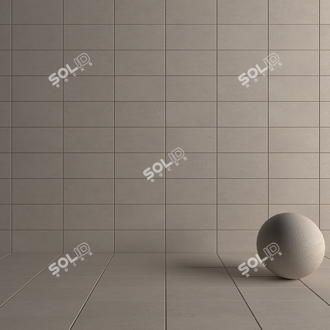 Basalt Beige Concrete Wall Tiles Set 3D model image 4