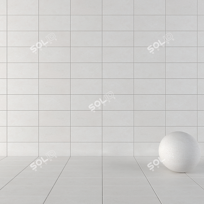 Basalt White Concrete Wall Tiles 3D model image 1