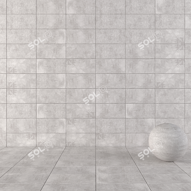 Premium Concrete Wall Tiles - Ares Gray 3D model image 1