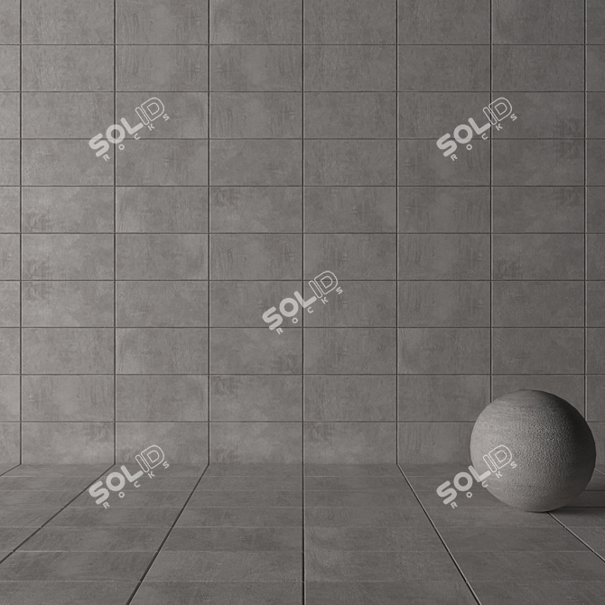 Premium Concrete Wall Tiles - Ares Gray 3D model image 3