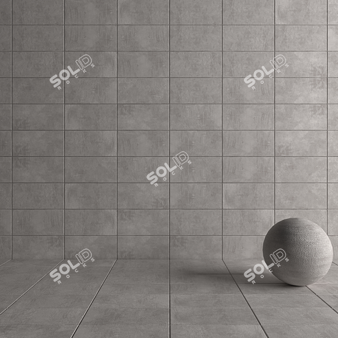 Premium Concrete Wall Tiles - Ares Gray 3D model image 4