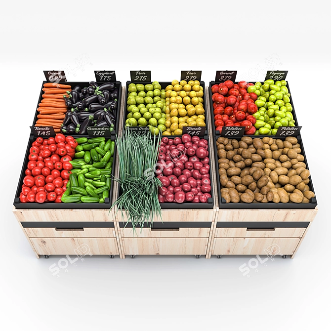 Fresh Harvest Vegetable Display 3D model image 2