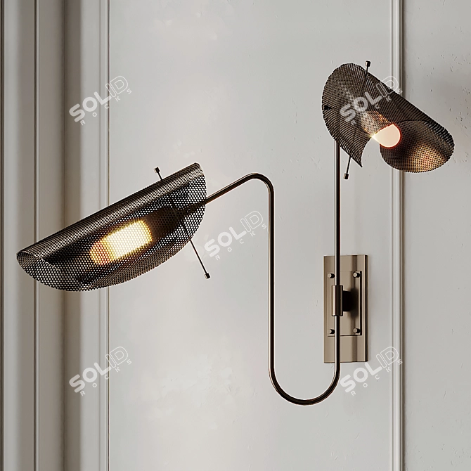 Bronze Tulle 2 Wall Lamp: Elegant Illumination by Blueprint 3D model image 1