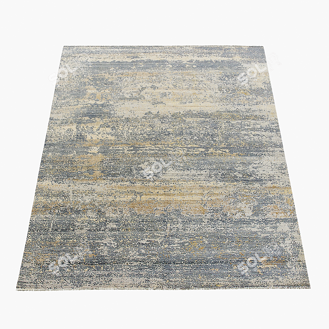 Golden Sands Handcrafted Wool and Silk Rug 3D model image 3