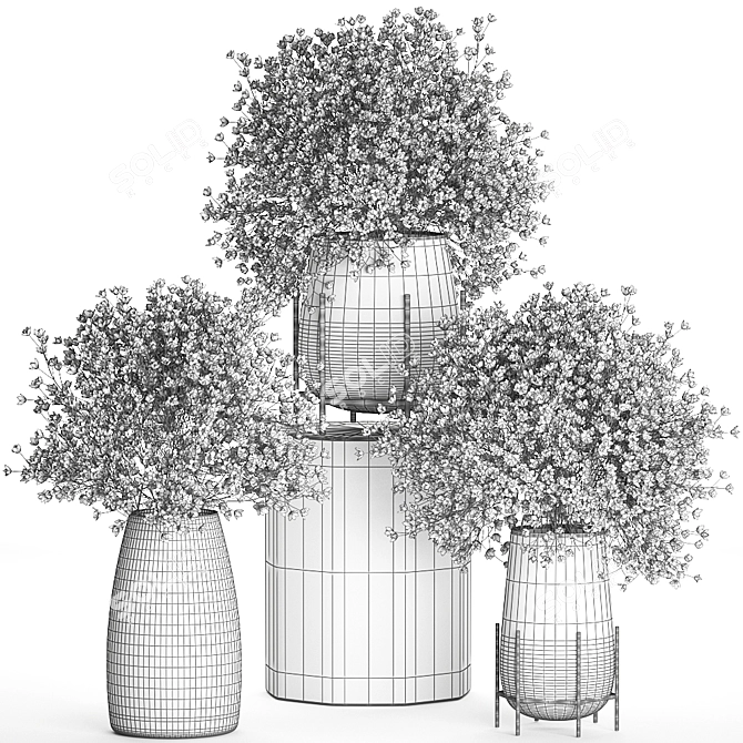 Elegant Blooms Bouquet Set 3D model image 5