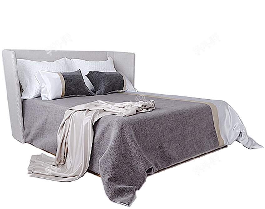 Elegant Fabric Bed 017 3D model image 2
