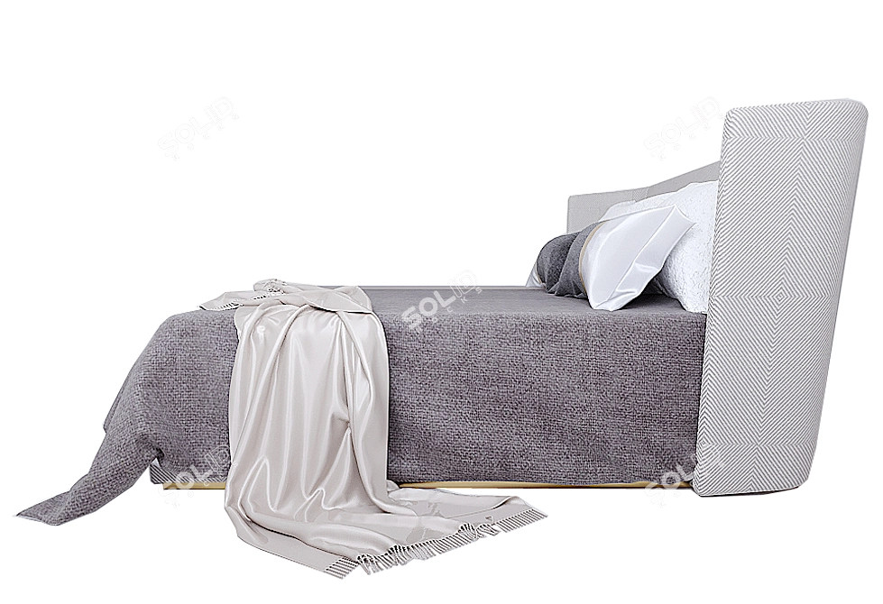 Elegant Fabric Bed 017 3D model image 3