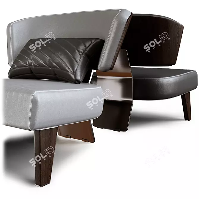Modern Wood Armchair for Quality Comfort 3D model image 2