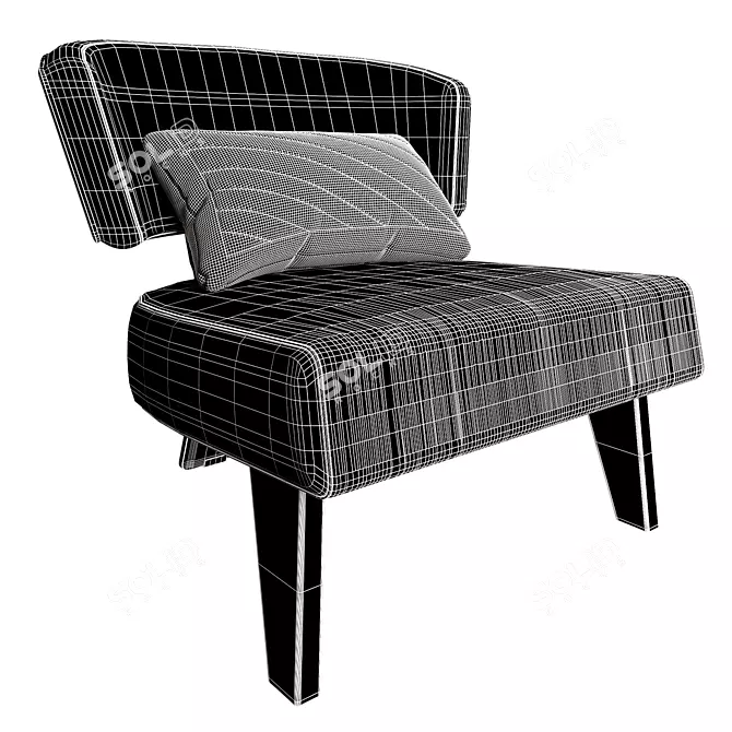 Modern Wood Armchair for Quality Comfort 3D model image 5