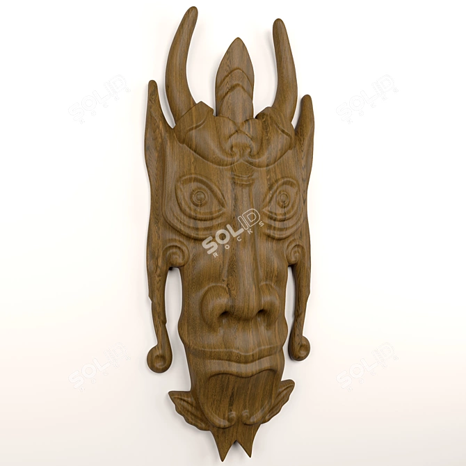 Wooden CNC Carved Totem Mask 3D model image 1