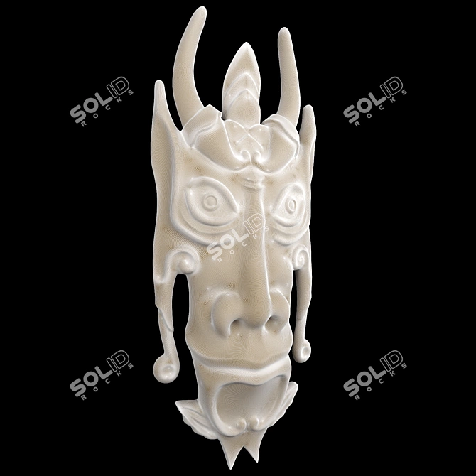 Wooden CNC Carved Totem Mask 3D model image 2