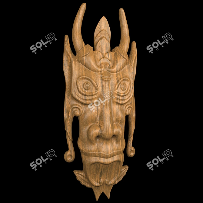 Wooden CNC Carved Totem Mask 3D model image 3