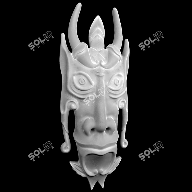 Wooden CNC Carved Totem Mask 3D model image 4