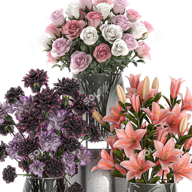 Pink Blossom Bouquet 3D model image 3