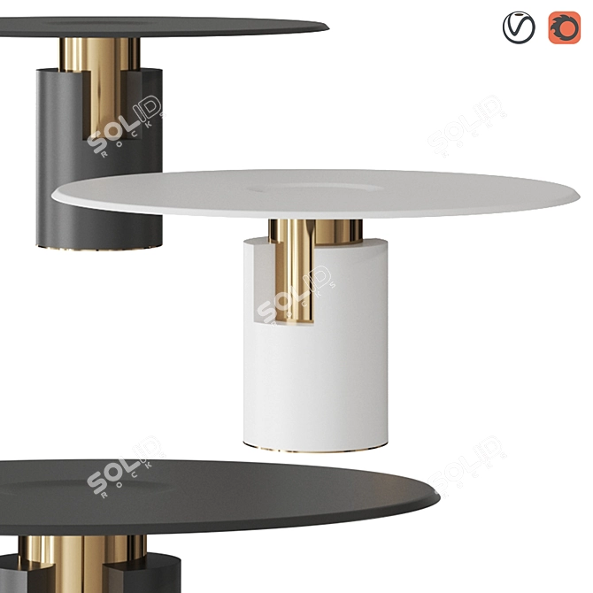 Modern Stone Round Table: Paolo Castelli ALBA 3D model image 6