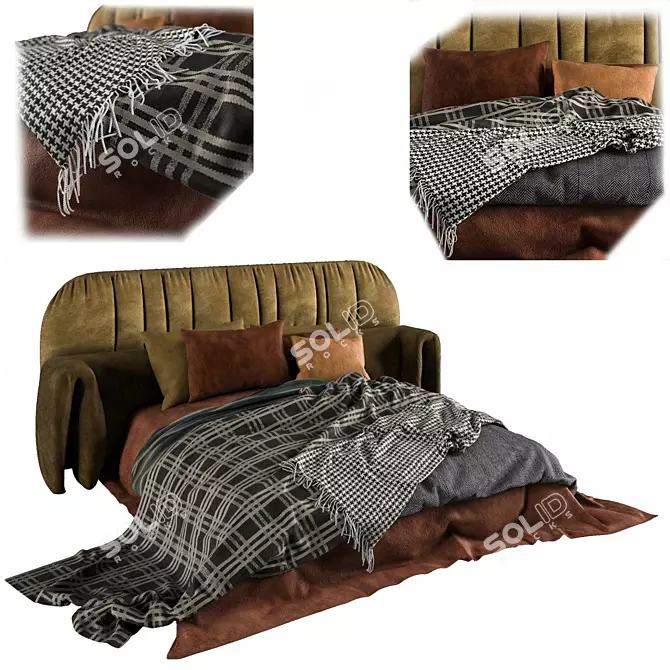 Adairs Velvet Bed: Luxurious Comfort 3D model image 2