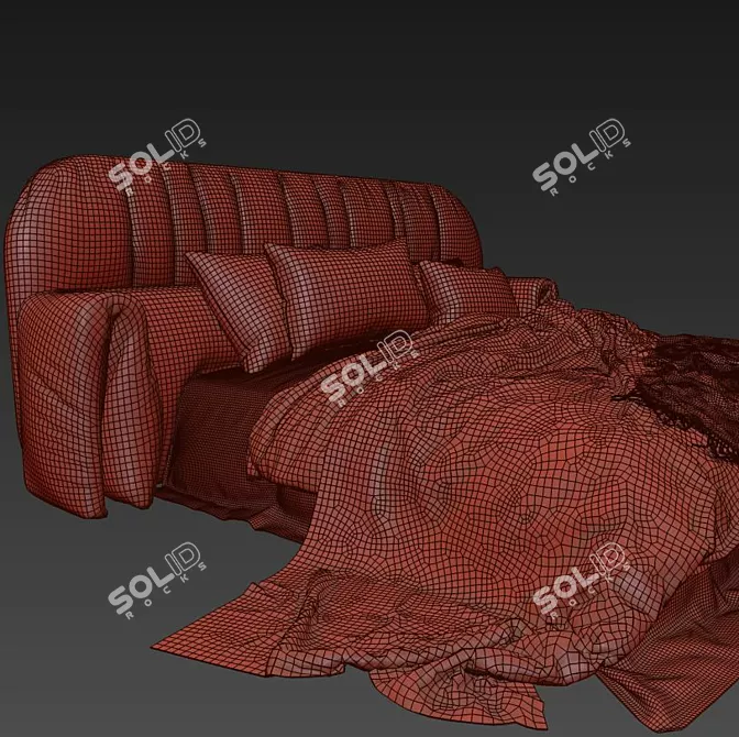 Adairs Velvet Bed: Luxurious Comfort 3D model image 4