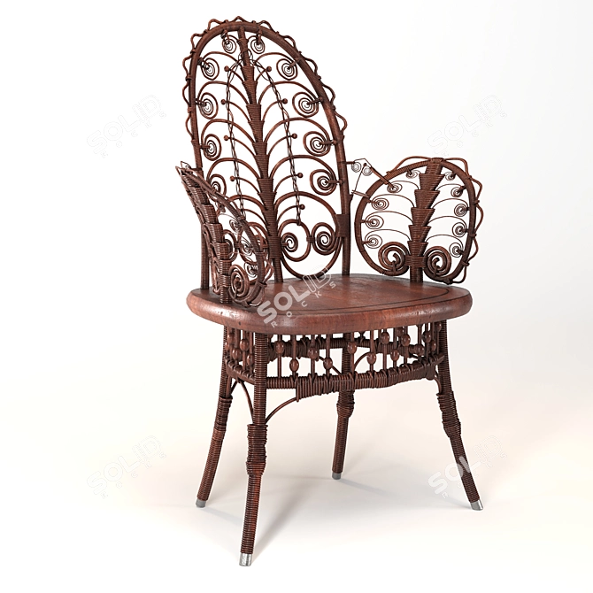 Elegant Victorian Wicker Chair 3D model image 1