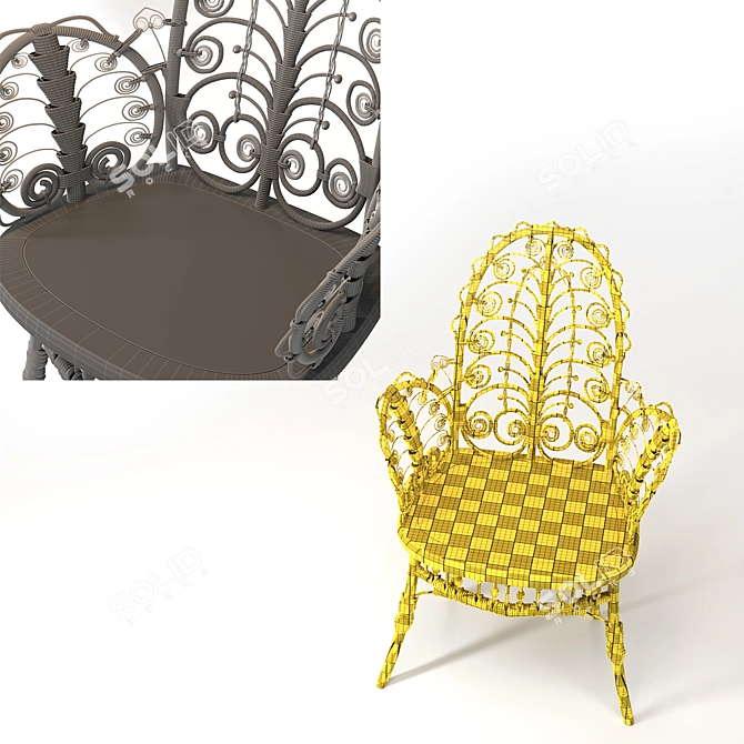 Elegant Victorian Wicker Chair 3D model image 3