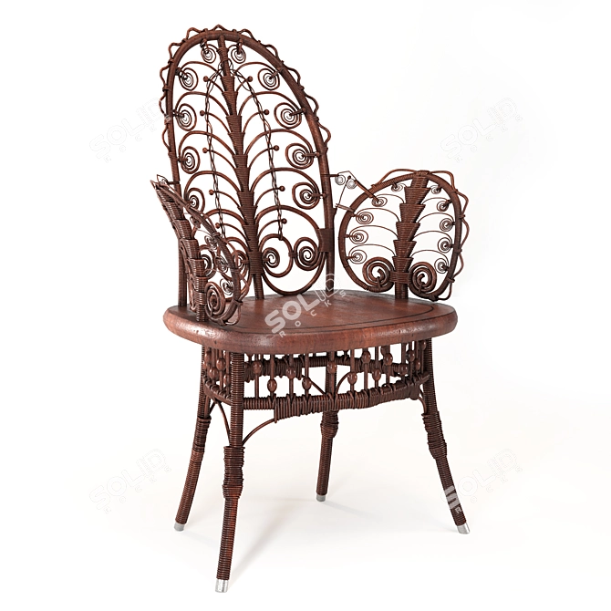 Elegant Victorian Wicker Chair 3D model image 4