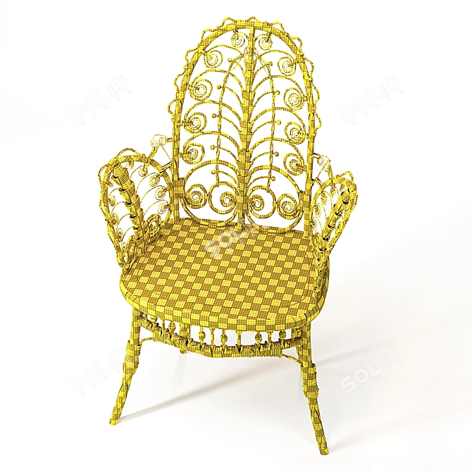 Elegant Victorian Wicker Chair 3D model image 5