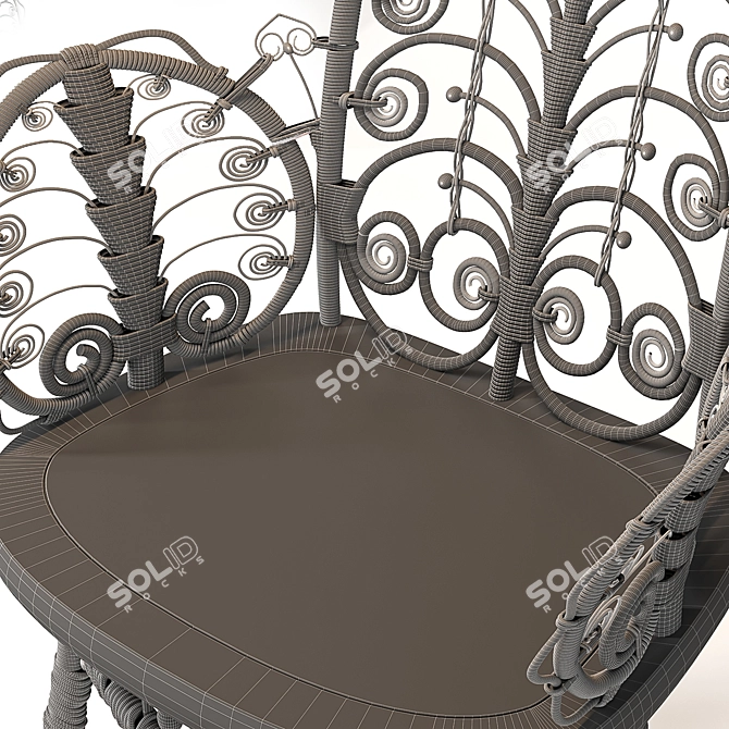 Elegant Victorian Wicker Chair 3D model image 6